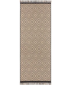 Scandinavische loper Fjord - beige/zwart - overzicht boven, thumbnail