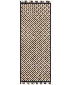 Scandinavische loper Odense - beige/zwart - overzicht boven, thumbnail