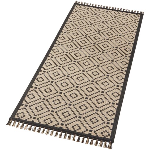 Scandinavische loper Öresund - beige/zwart - overzicht schuin