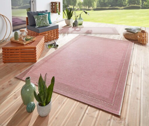 Binnen & Buiten vloerkleed vlakweef Ocean - roze - sfeer