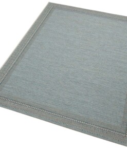 Binnen & Buiten vloerkleed vlakweef Ocean - blauw - overzicht schuin, thumbnail