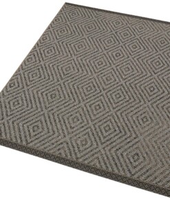 Scandinavisch buitenkleed Sea - zwart/taupe - overzicht schuin, thumbnail