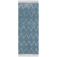 Loper hoogpolig Ruby - blauw/crème - overzicht boven, thumbnail Loper hoogpolig Ruby - blauw/crème - overzicht boven, thumbnail