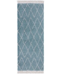 Loper hoogpolig Jade - blauw/crème - overzicht boven, thumbnail Loper hoogpolig Jade - blauw/crème - overzicht boven, thumbnail