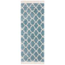 Loper hoogpolig Pearl - blauw/crème - overzicht boven, thumbnail Loper hoogpolig Pearl - blauw/crème - overzicht boven, thumbnail