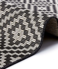 Design binnen & buiten vloerkleed ruiten Breeze - zwart/crème - close up, thumbnail