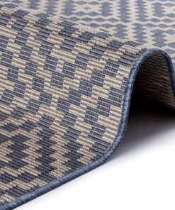 Design binnen & buiten vloerkleed ruiten Breeze - blauw - close up, thumbnail Design binnen & buiten vloerkleed ruiten Breeze - blauw - close up, thumbnail