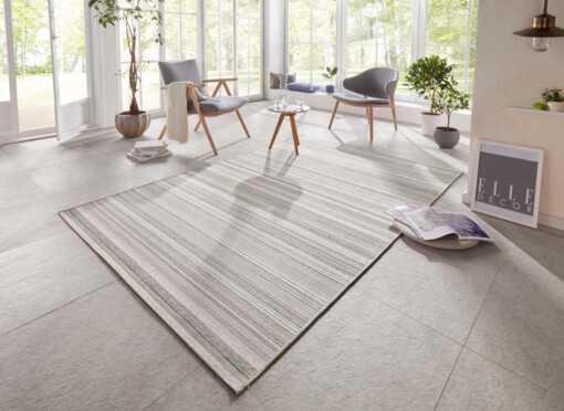Binnen & buiten vloerkleed Calais Elle Decoration - groen/crème - sfeer