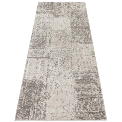 Vlakweef loper Denain Elle Decoration - beige/antraciet - overzicht schuin