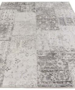 Vlakweef vloerkleed Denain Elle Decoration - grijs/crème - overzicht schuin, thumbnail