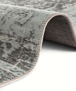 Vlakweef vloerkleed Denain Elle Decoration - lichtblauw/zwart - close up, thumbnail