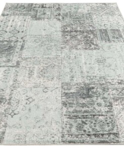 Vlakweef vloerkleed Denain Elle Decoration - lichtblauw/zwart - overzicht schuin, thumbnail