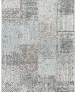 Vlakweef vloerkleed Denain Elle Decoration - lichtblauw/zwart - overzicht boven, thumbnail