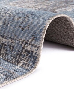 Vlakweef vloerkleed Denain Elle Decoration - blauw/zwart - close up, thumbnail