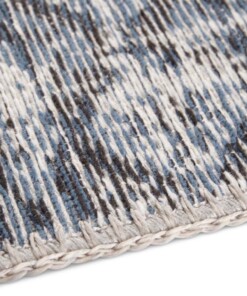 Vlakweef vloerkleed Denain Elle Decoration - blauw/zwart - close up
