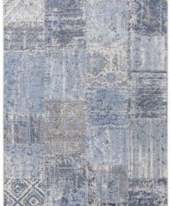 Vlakweef vloerkleed Denain Elle Decoration - blauw/zwart - overzicht boven, thumbnail