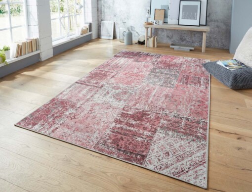 Vlakweef vloerkleed Denain Elle Decoration - roze - sfeer
