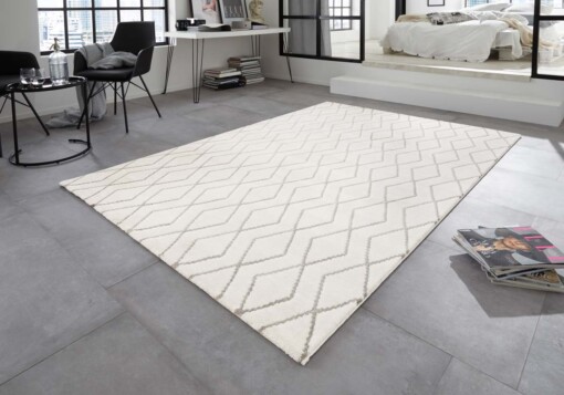 Design Vloerkleed Rouen Elle Decoration - crème/grijs - sfeer