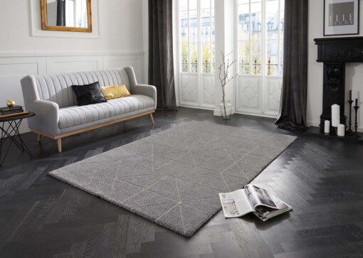 Design vloerkleed Arles Elle Decoration - grijs/zilver - sfeer