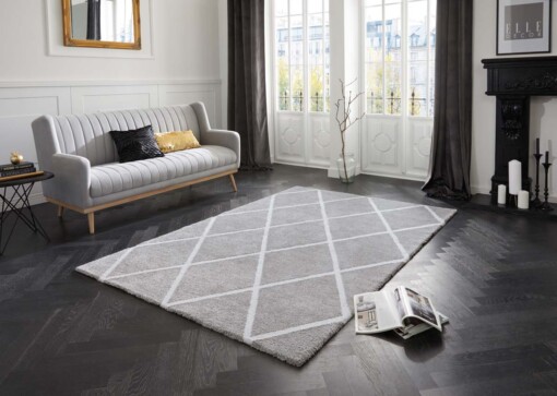 Design vloerkleed Lunel Elle Decoration - grijs/crème - sfeer