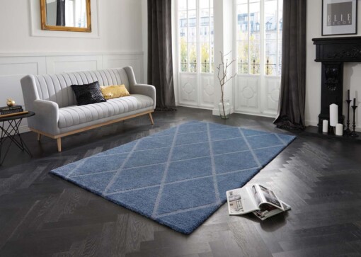 Design vloerkleed Lunel Elle Decoration - blauw/zilver - sfeer