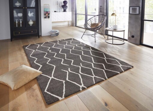 Design vloerkleed Vienne Elle Decoration - donkergrijs/crème - sfeer