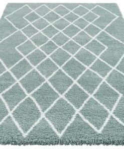 Hoogpolig vloerkleed Bron Elle Decoration - groen/crème - overzicht schuin, thumbnail