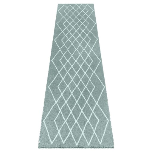 Loper hoogpolig Bron Elle Decoration - groen/crème - overzicht boven