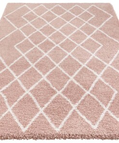 Hoogpolig vloerkleed Bron Elle Decoration - roze/crème - overzicht schuin, thumbnail