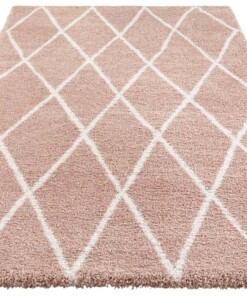 Scandinavisch vloerkleed Elle Decoration Abbe - roze/crème - overzicht schuin, thumbnail