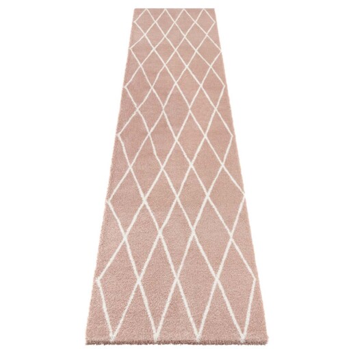 Loper Scandinavisch Abbe Elle Decoration - roze/crème - overzicht boven