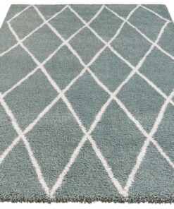 Scandinavisch vloerkleed Elle Decoration Abbe - groen/crème - overzicht schuin, thumbnail