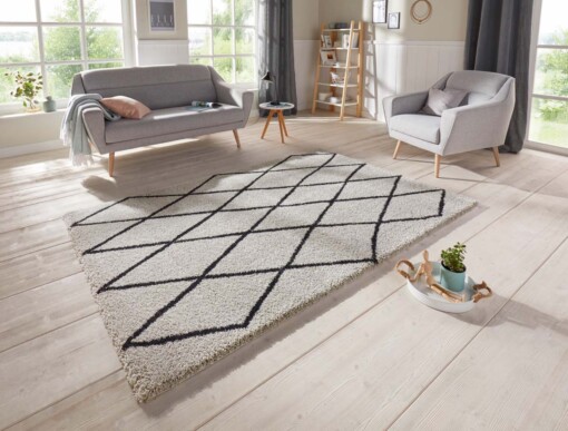 Scandinavisch vloerkleed Elle Decoration Abbe - zilver/antraciet - sfeer