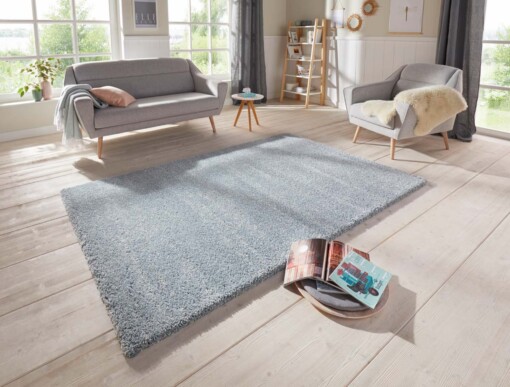 Hoogpolig vloerkleed Orly Elle Decoration - blauw - sfeer