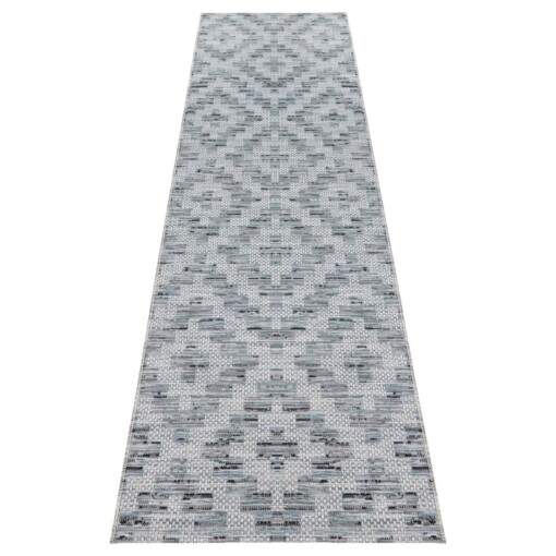 Loper binnen & buiten Creil Elle Decoration - blauw/crème - overzicht boven