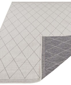 Design binnen & buiten vloerkleed ruiten Daisy - grijs/crème - overzicht schuin, thumbnail