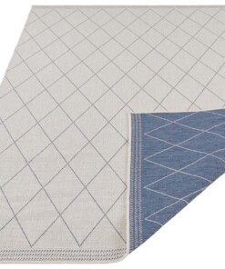 Design binnen & buiten vloerkleed ruiten Daisy - blauw/crème - overzicht schuin, thumbnail Design binnen & buiten vloerkleed ruiten Daisy - blauw/crème - overzicht schuin, thumbnail