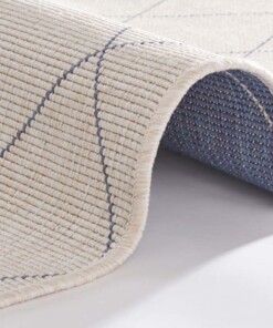 Design binnen & buiten vloerkleed ruiten Daisy - blauw/crème - close up, thumbnail Design binnen & buiten vloerkleed ruiten Daisy - blauw/crème - close up, thumbnail