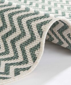 Buitenkleed zigzag Ivy - groen/crème - close up, thumbnail Buitenkleed zigzag Ivy - groen/crème - close up, thumbnail