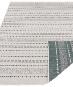 Design binnen & buiten vloerkleed Lily - groen/crème - overzicht schuin, thumbnail