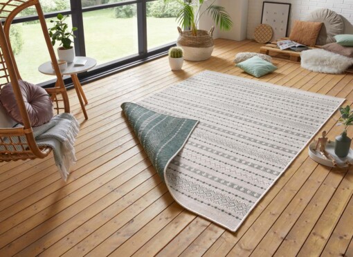 Design binnen & buiten vloerkleed Lily - groen/crème - sfeer