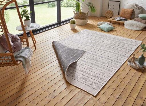 Design binnen & buiten loper Lily - grijs/crème - sfeer