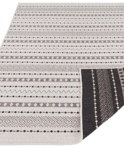 Design binnen & buiten vloerkleed Lily - zwart/crème - overzicht schuin, thumbnail