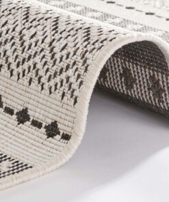 Design binnen & buiten vloerkleed Lily - zwart/crème - close up, thumbnail