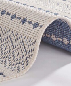 Design binnen & buiten vloerkleed Lily - blauw/crème - close up, thumbnail