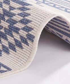 Design binnen & buiten vloerkleed Maple - blauw/crème - close up, thumbnail