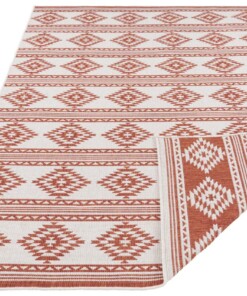 Design binnen & buiten vloerkleed Maple - terracotta/crème - overzicht schuin, thumbnail