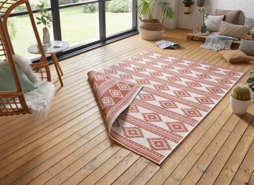 Design binnen & buiten vloerkleed Maple - terracotta/crème - sfeer