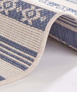 Binnen & buiten vloerkleed Fiji - blauw/creme - close up, thumbnail