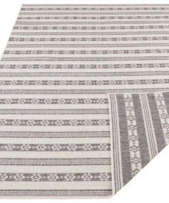 Binnen & buiten vloerkleed Fiji - grijs/creme - overzicht schuin, thumbnail